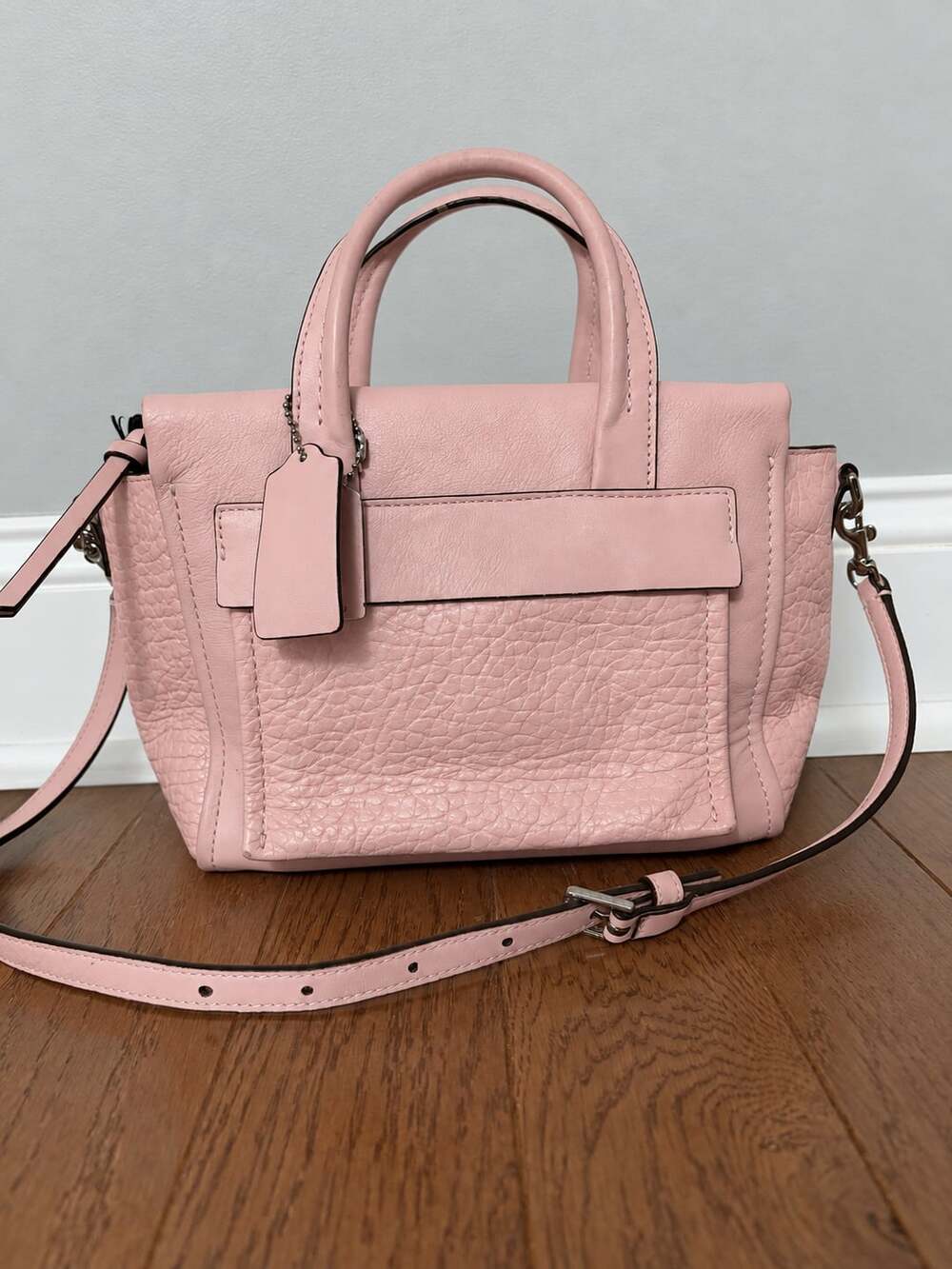 Coach Bleecker Mini Riley Blush Pink Leather Crossbody Satchel